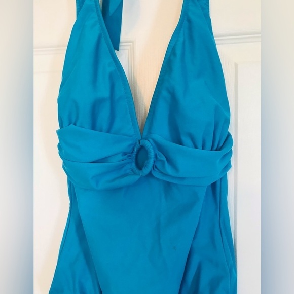 NIKI Wior Teal Deep V Neck Buckle One Piece Bathing Suit Plus Size 14 - Picture 2 of 8